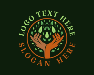 Caring - Wellness Hand Tree logo design