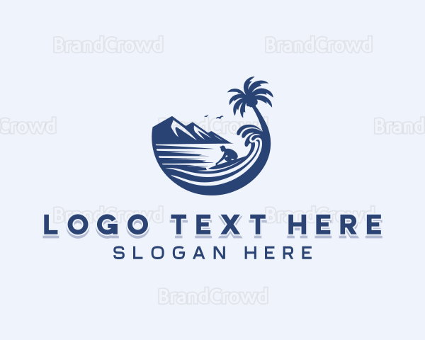 Surfing Beach Travel Logo