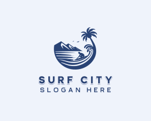 Surfing Beach Travel logo design