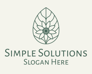 Green Monoline Flower Leaf logo design