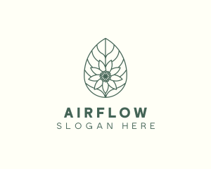 Green Monoline Flower Leaf logo design