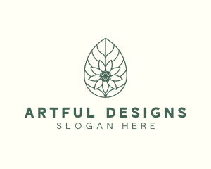 Green Monoline Flower Leaf logo design