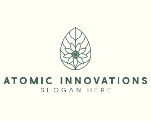 Green Monoline Flower Leaf logo design