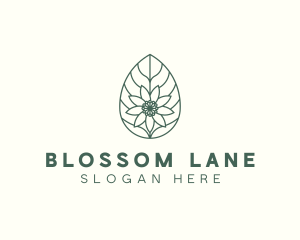 Green Monoline Flower Leaf logo design