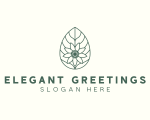 Green Monoline Flower Leaf logo design