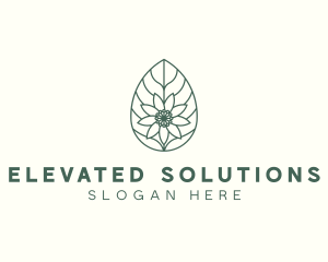 Green Monoline Flower Leaf logo design