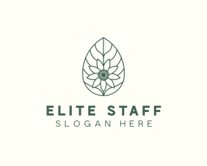 Green Monoline Flower Leaf logo design