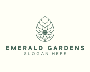 Green Monoline Flower Leaf logo design