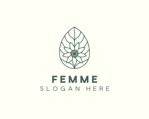 Green Monoline Flower Leaf logo design