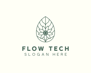 Green Monoline Flower Leaf logo design