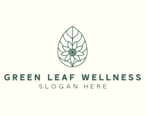 Green Monoline Flower Leaf logo design