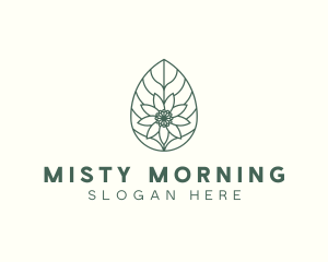 Green Monoline Flower Leaf logo design