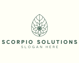 Green Monoline Flower Leaf logo design