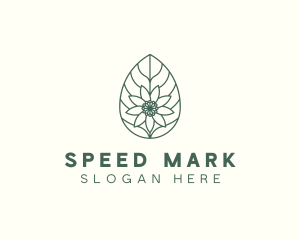 Green Monoline Flower Leaf logo design