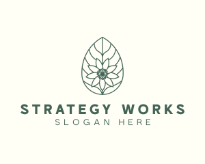 Green Monoline Flower Leaf logo design