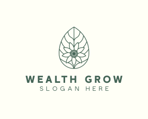 Green Monoline Flower Leaf logo design