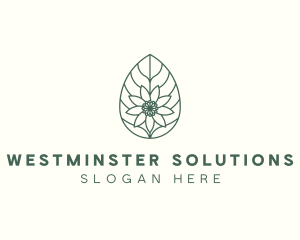 Green Monoline Flower Leaf logo design