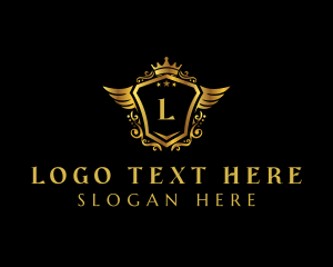 Badge - Crown  Shield Wings logo design