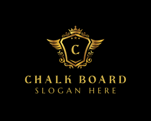 Crown  Shield Wings logo design