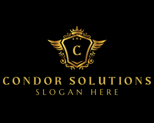 Crown  Shield Wings logo design