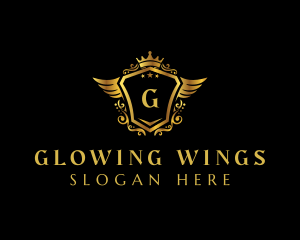 Crown  Shield Wings logo design