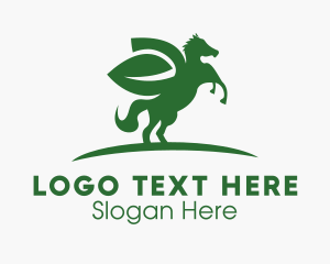 Horse - Pegasus Leaf Wings logo design