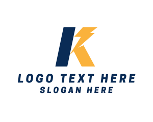 Lightning Bolt - Electrical Energy Letter K logo design