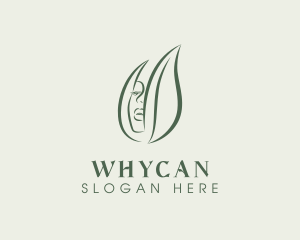 Woman Face Leaf  Logo