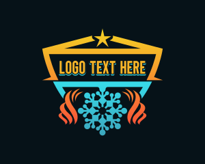 Cold - Fire Ice Snowflake Shield logo design