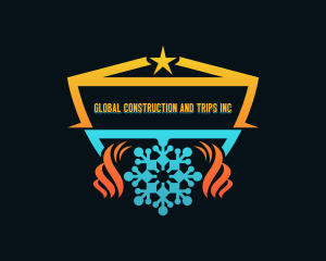Blaze - Fire Ice Snowflake Shield logo design