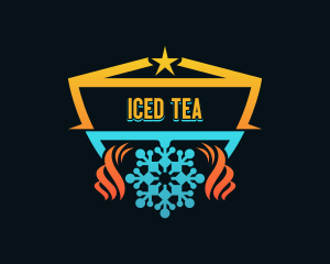 Fire Ice Snowflake Shield logo design