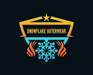 Fire Ice Snowflake Shield logo design