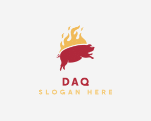 Grill - Flaming Pork Barbecue Grill logo design