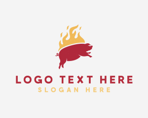 Pig - Flaming Pork Barbecue Grill logo design