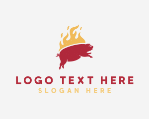 Flaming Pork Barbecue Grill Logo