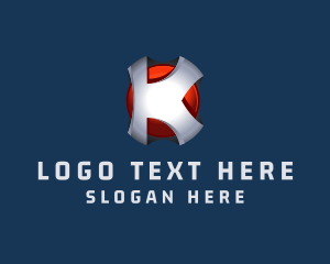 Web - 3D Metallic Letter K logo design