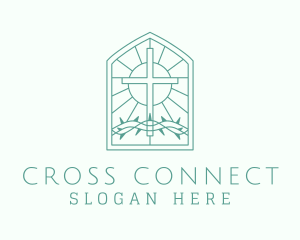 Cross - Cross Thorns Stained Glass logo design