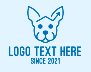 Dog Groomer - Blue Dog Monoline Arrow logo design