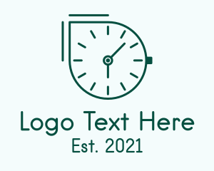 Timepiece - Green Outline Clock logo design