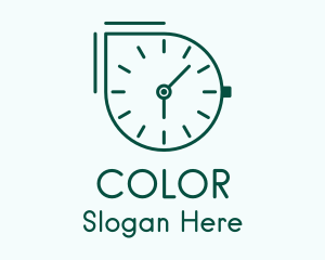 Green Outline Clock  Logo