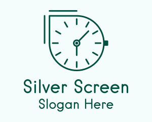 Green Outline Clock  Logo