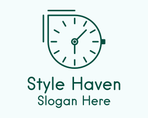 Green Outline Clock  Logo