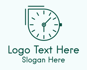 Green Outline Clock  Logo