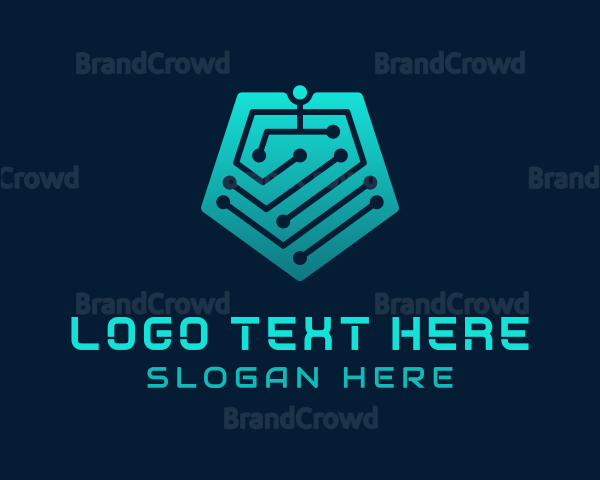 Pentagon Tech Circuit Logo