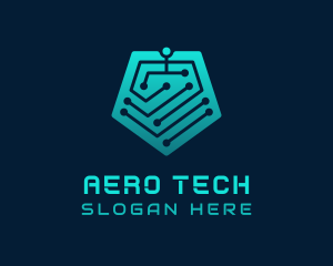 Pentagon Tech Circuit logo design