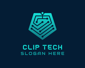 Pentagon Tech Circuit logo design