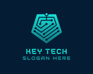 Pentagon Tech Circuit logo design