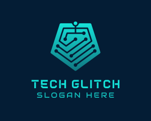 Pentagon Tech Circuit logo design