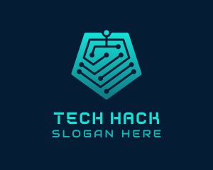 Pentagon Tech Circuit logo design