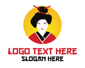 Kimono - Japanese Geisha Woman logo design